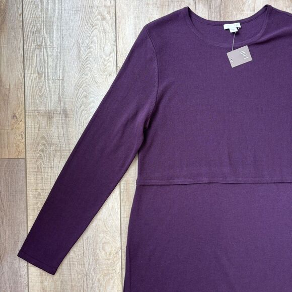 J. Jill Womens Wool Blend Knit Grace Tunic Sweater Size M Purple Side Slits NEW - Picture 6 of 12